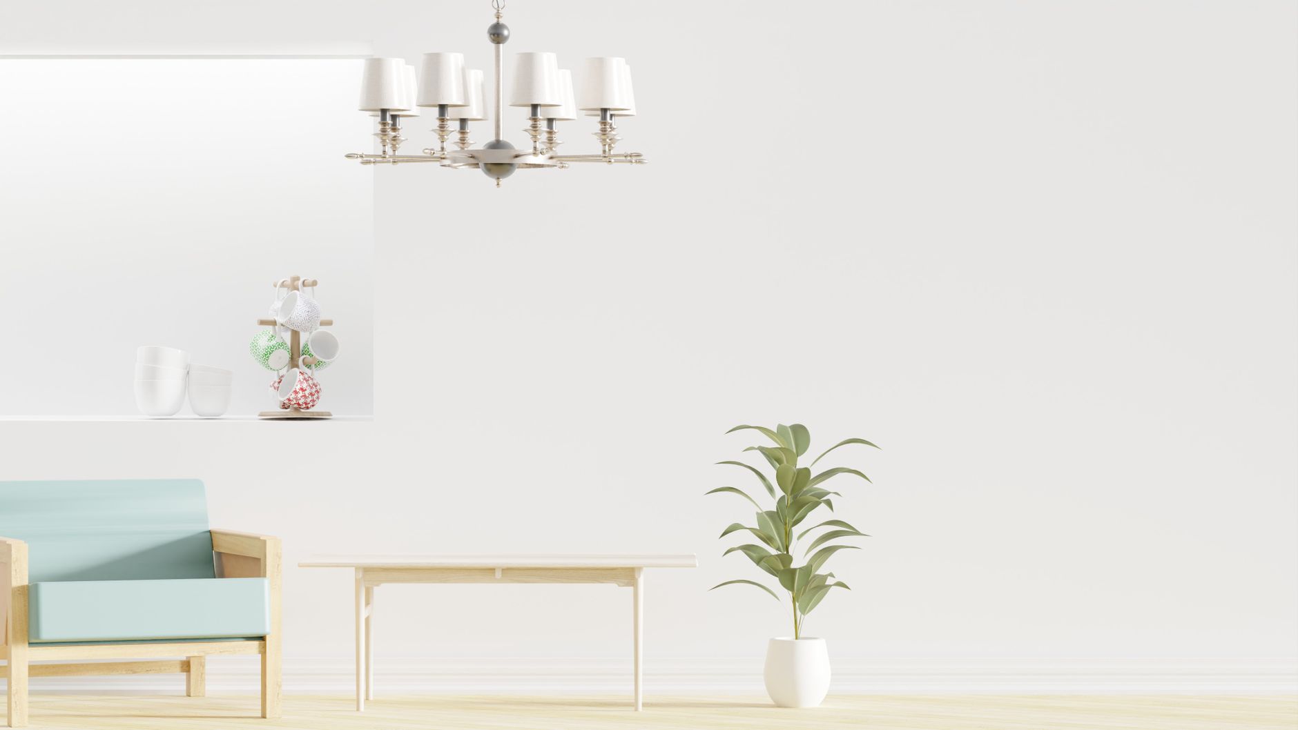 A painted white wall in a living room