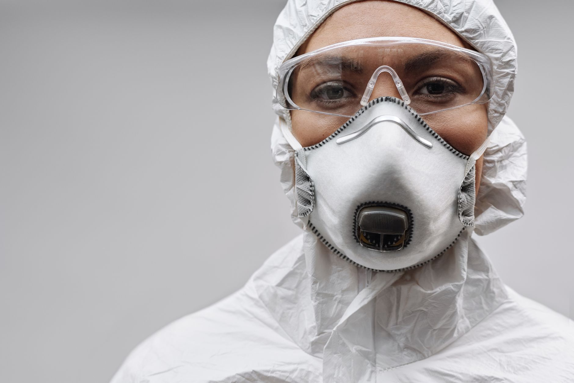 Safety goggles and a respirator mask