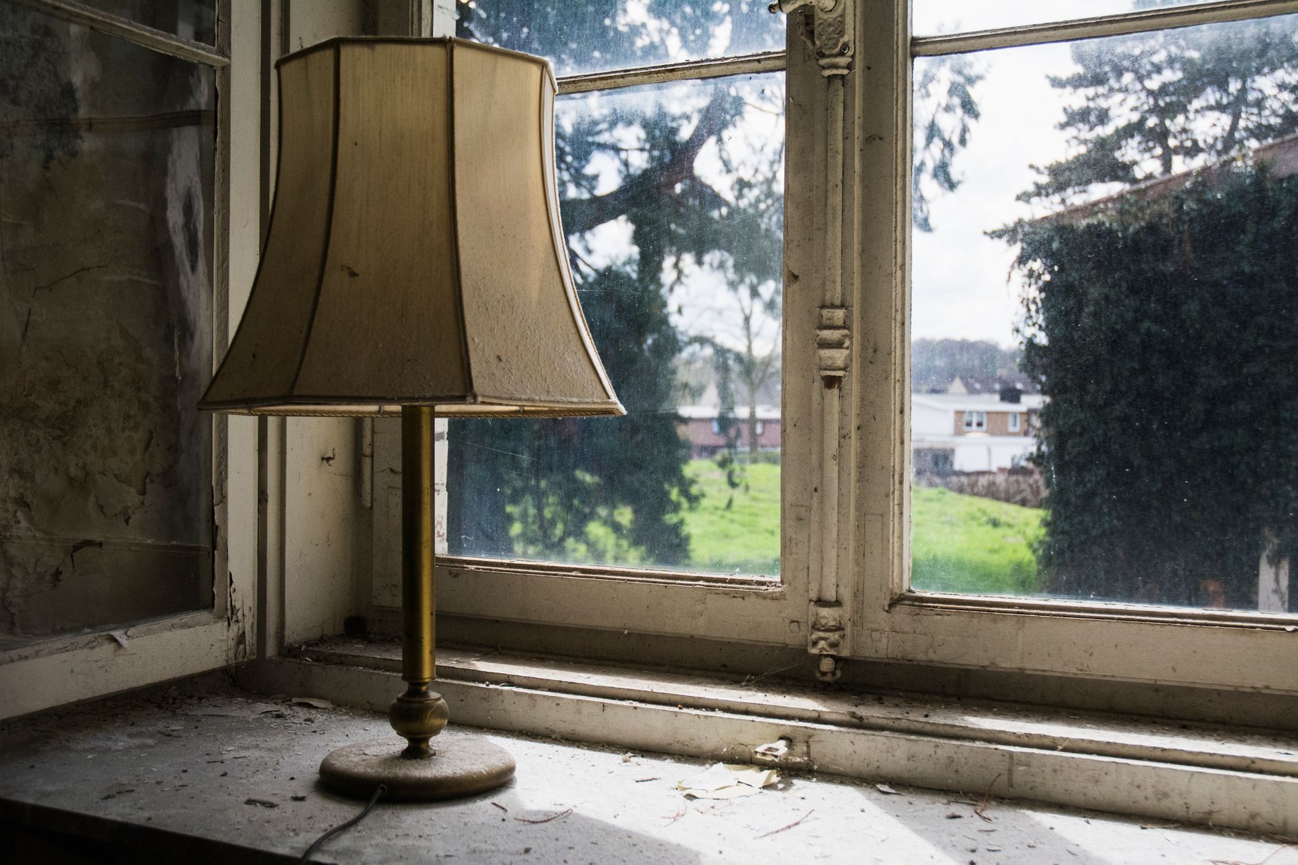 A dusty windowsill in an older home