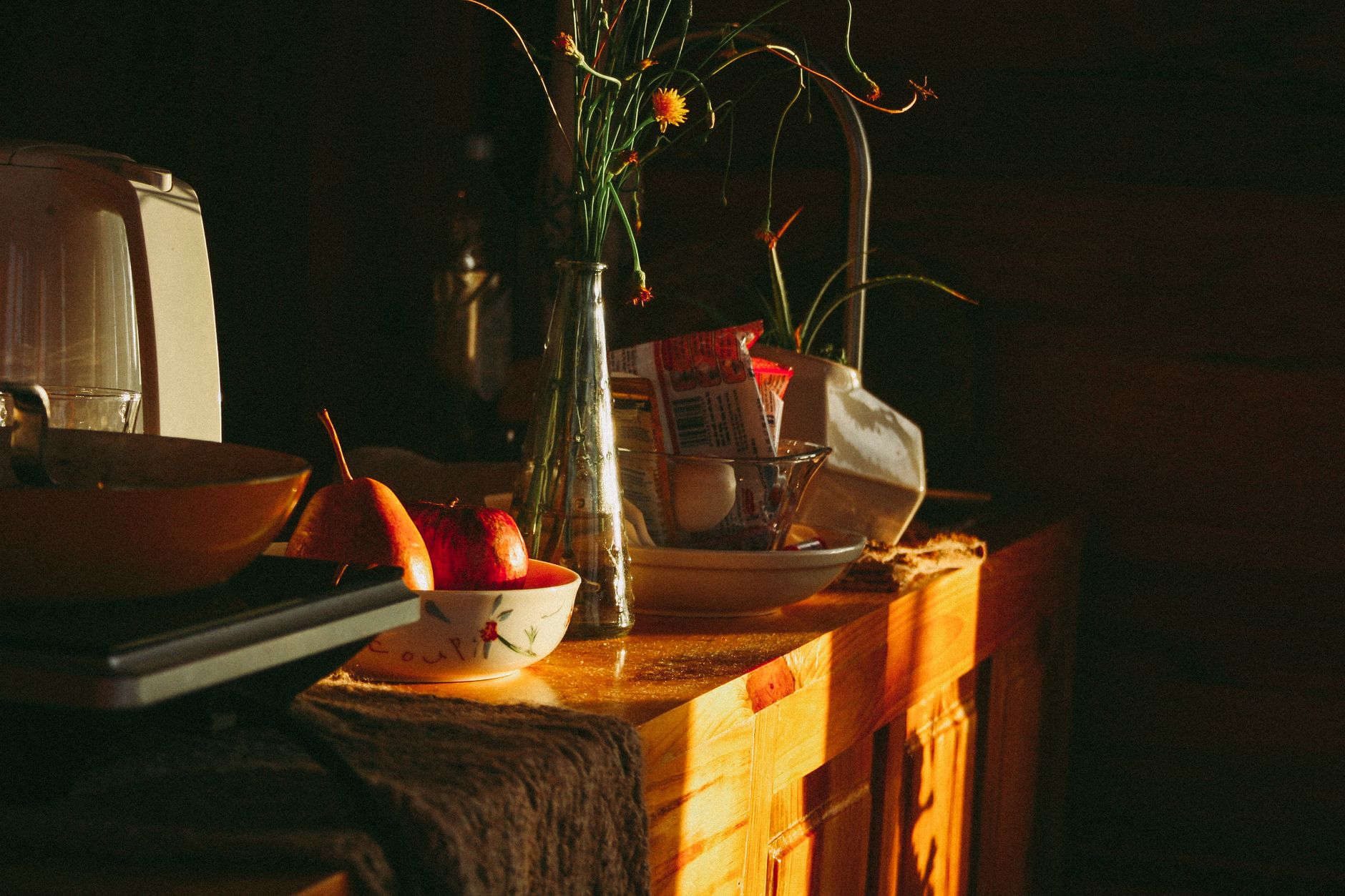 A home kitchen counter in the morning