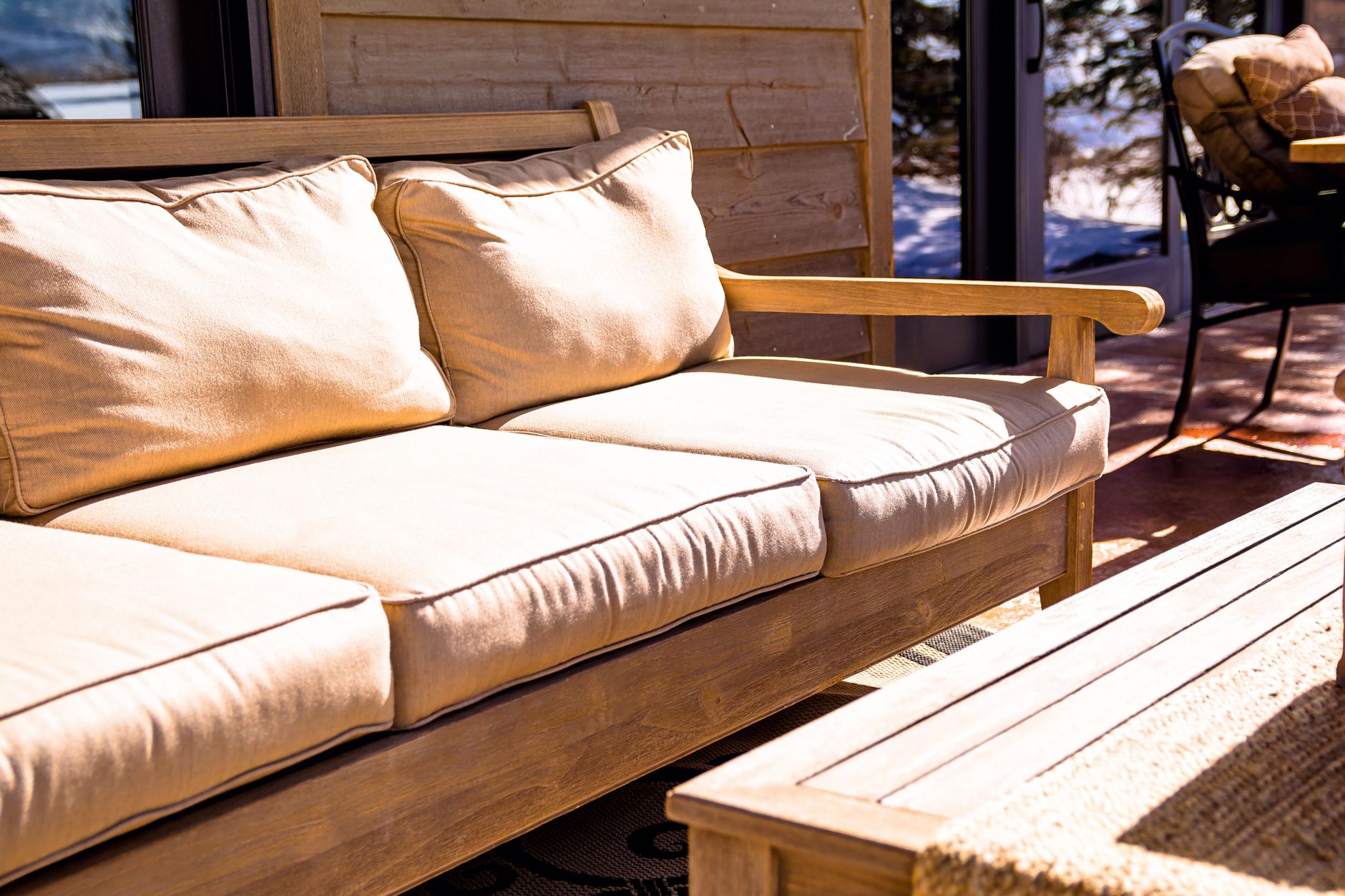 Outdoor sofa on a patio