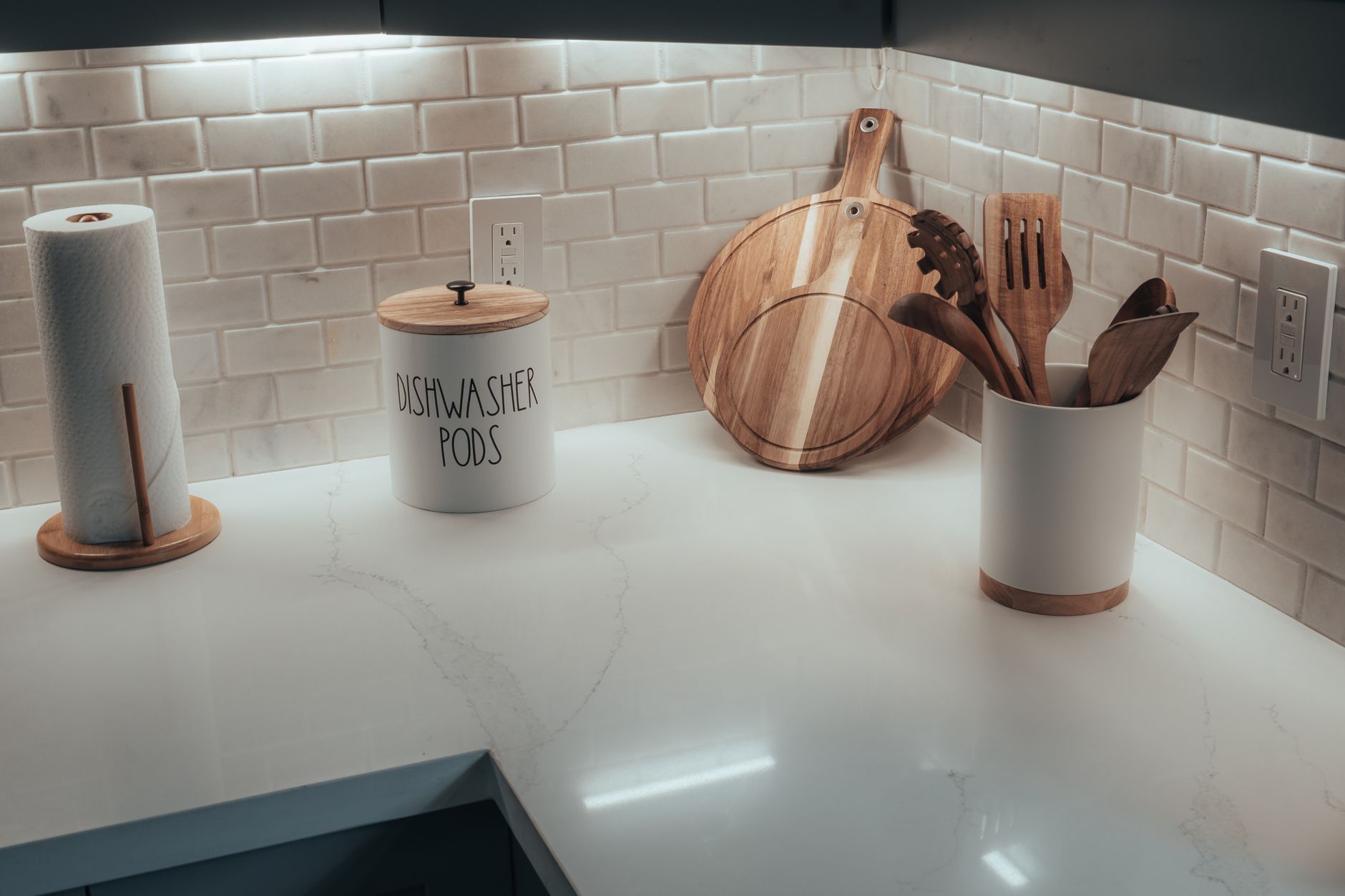 A tidy kitchen counter corner