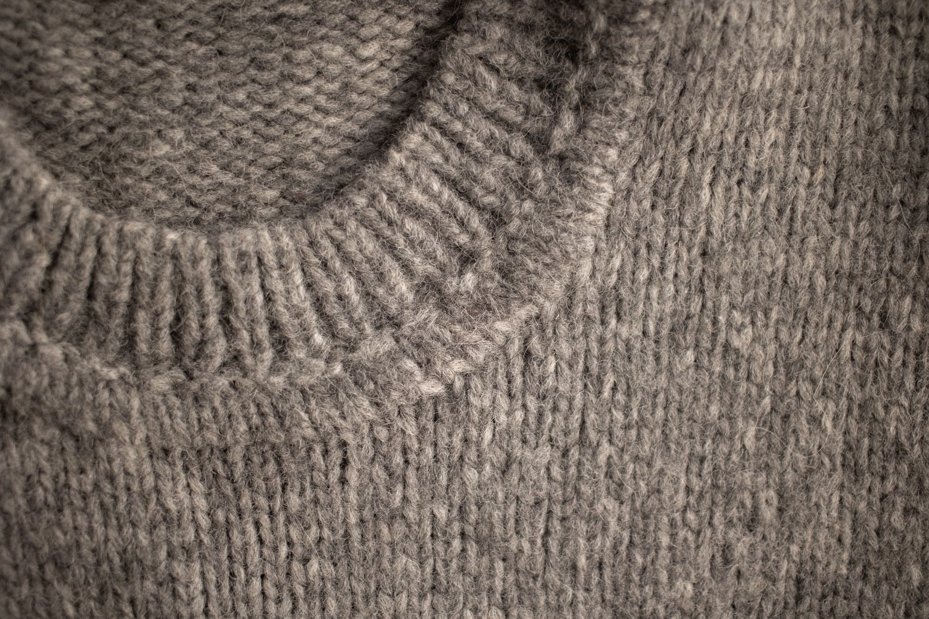 Close view of a knit sweater collar