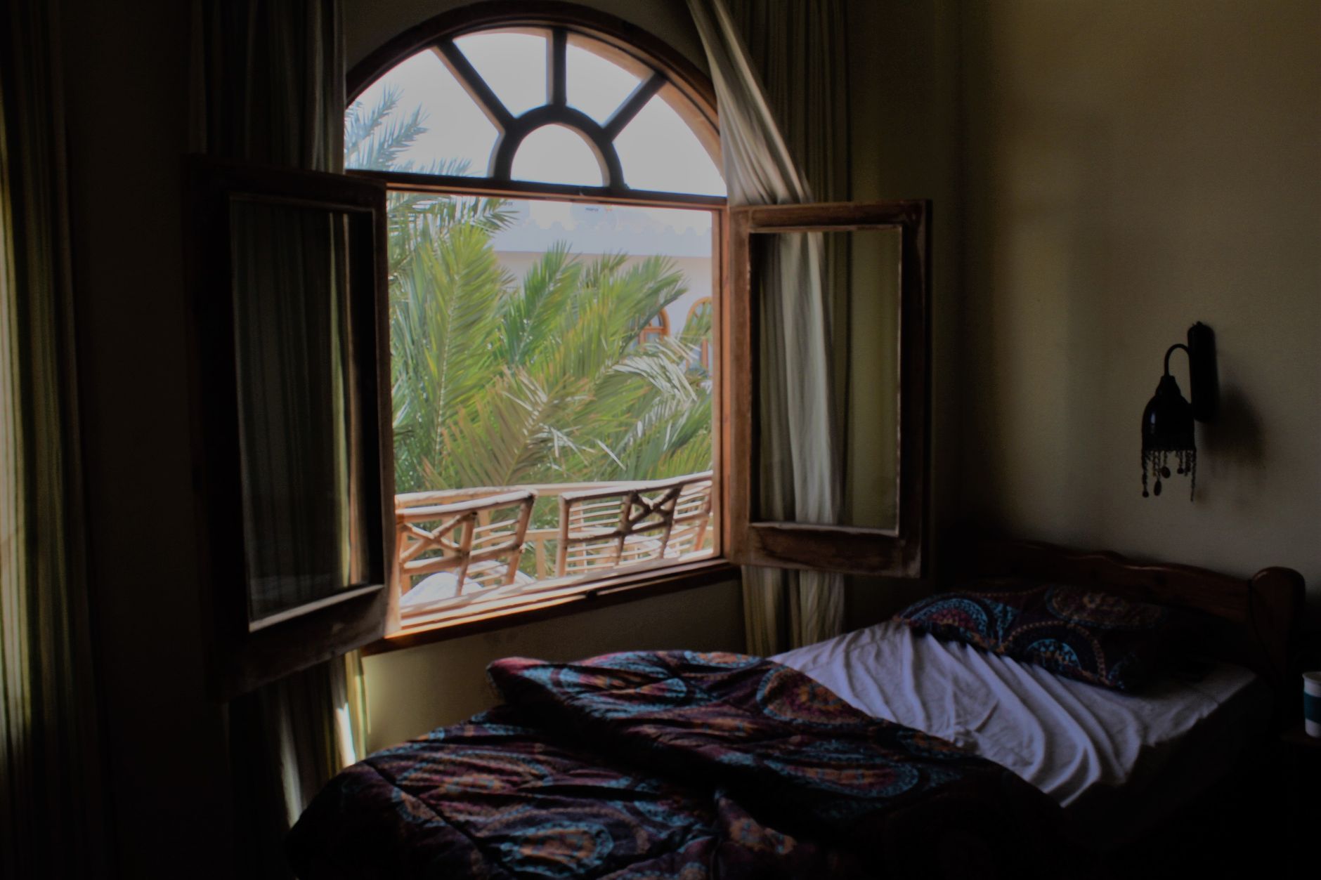 An open bedroom window