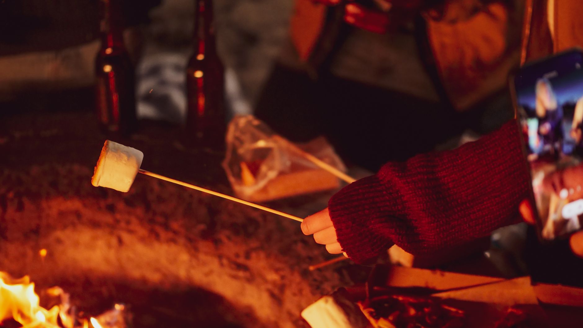 Roasting a marshmallow over a fire