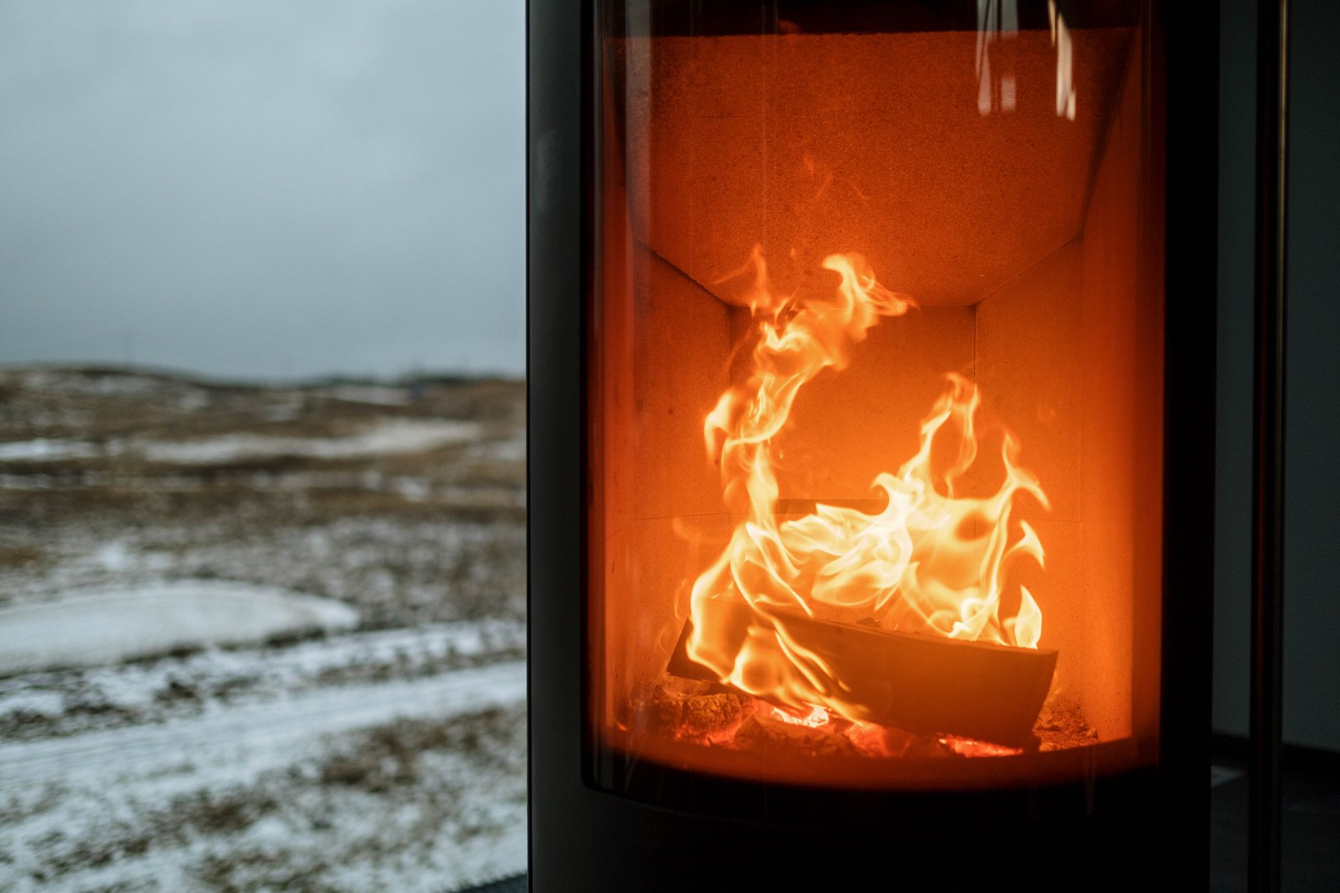 A fire in a modern wood stove
