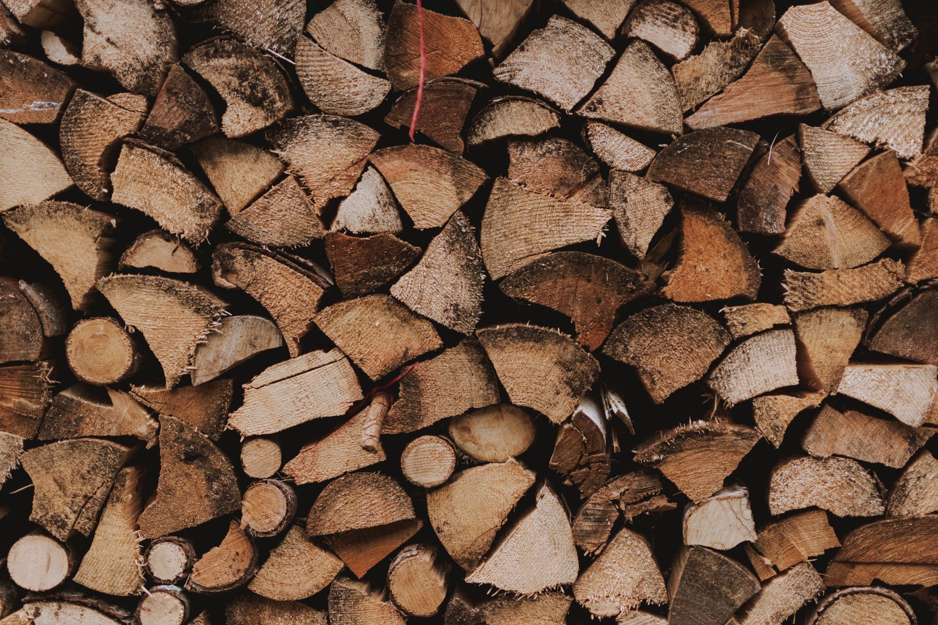 A stack of split firewood