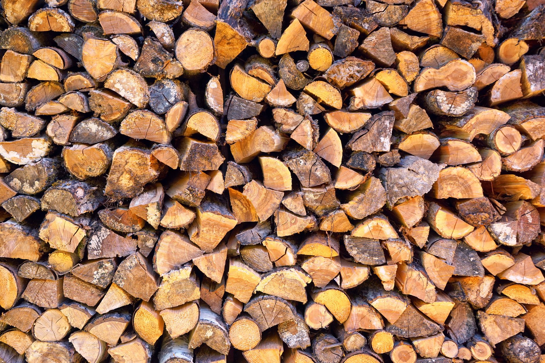 Split hardwood logs ready for the fire