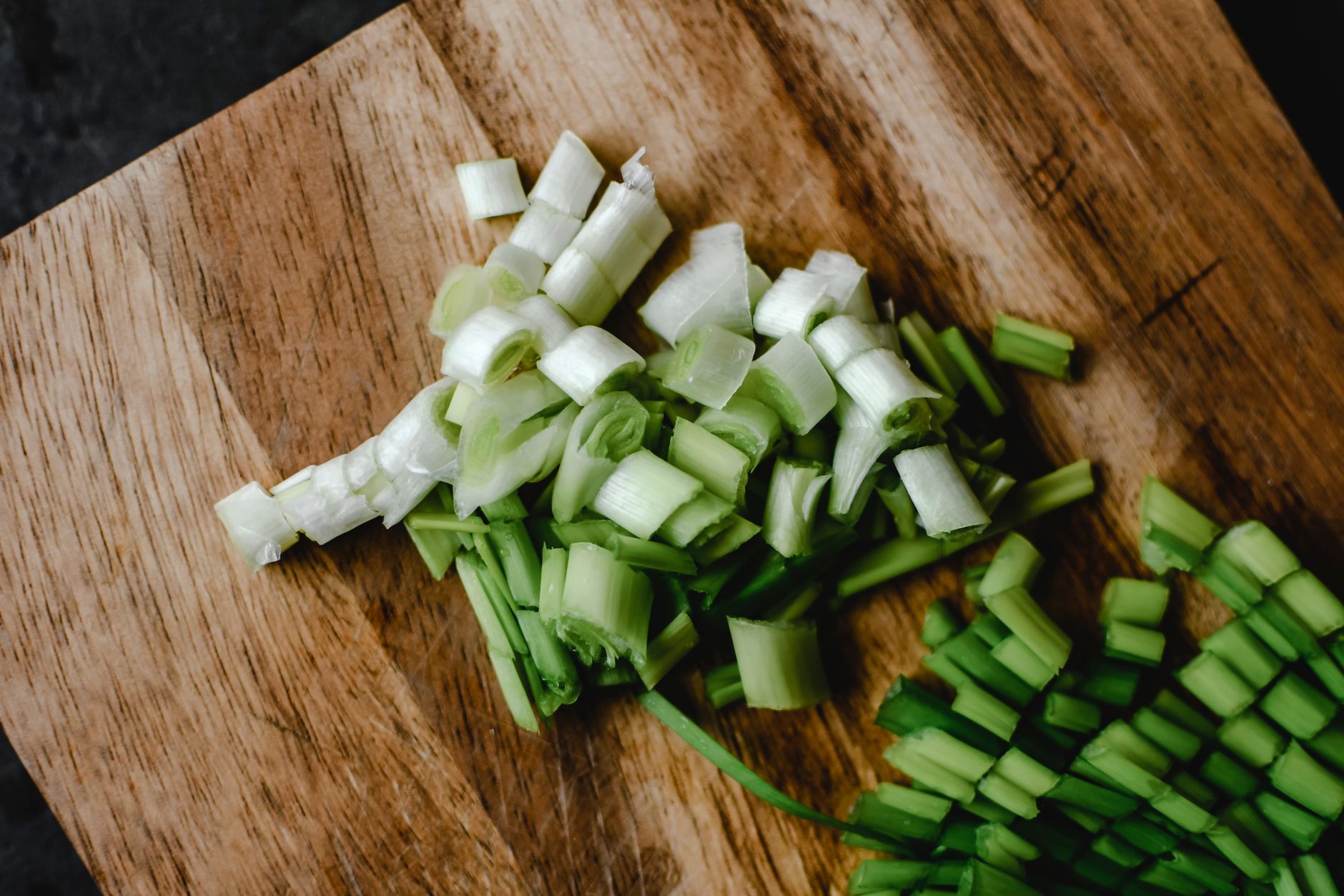 Chopped vegetables on a cutting board