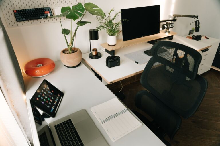 Best footrest: a home office desk and chair