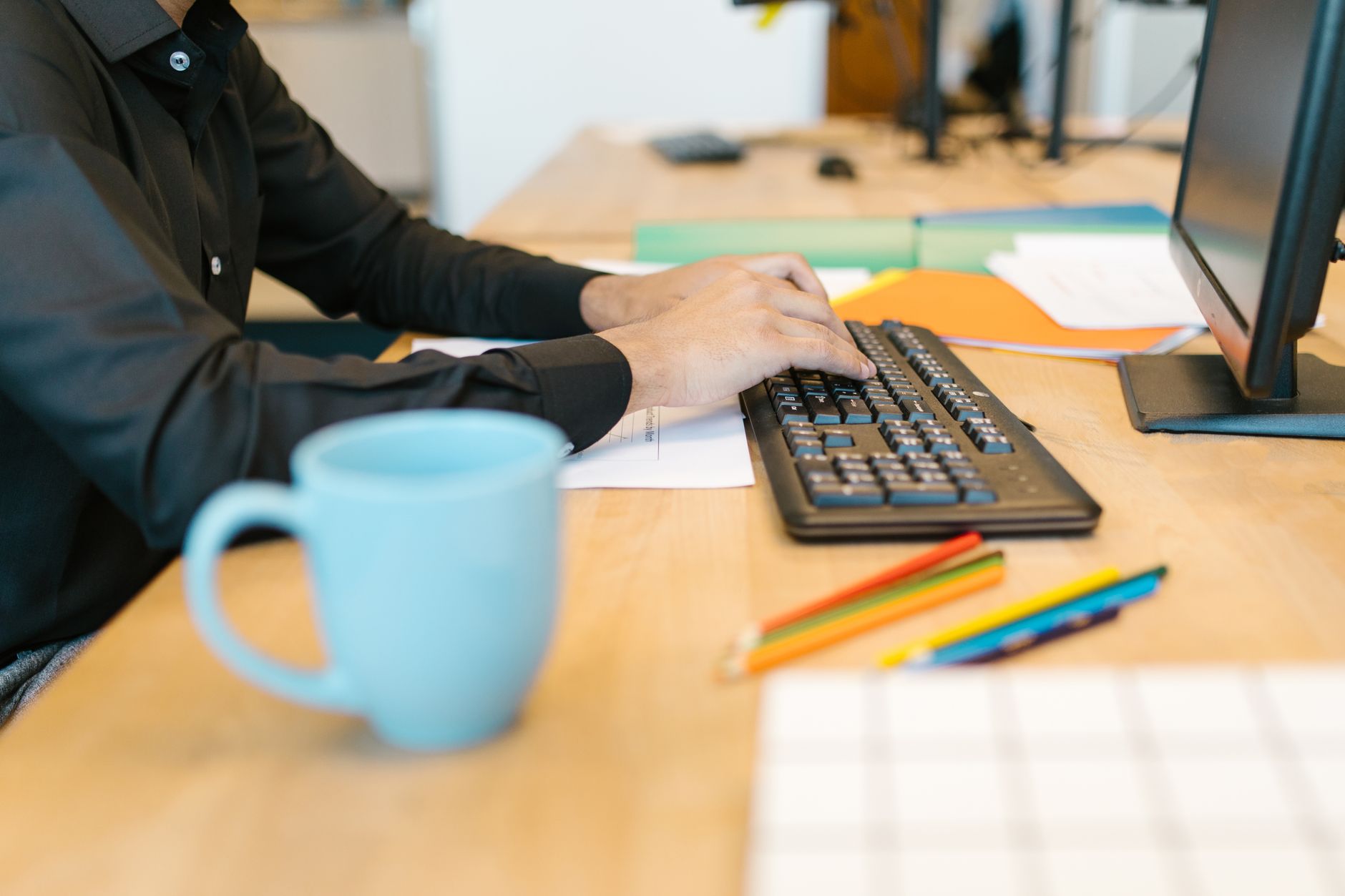 A person working at a desk
