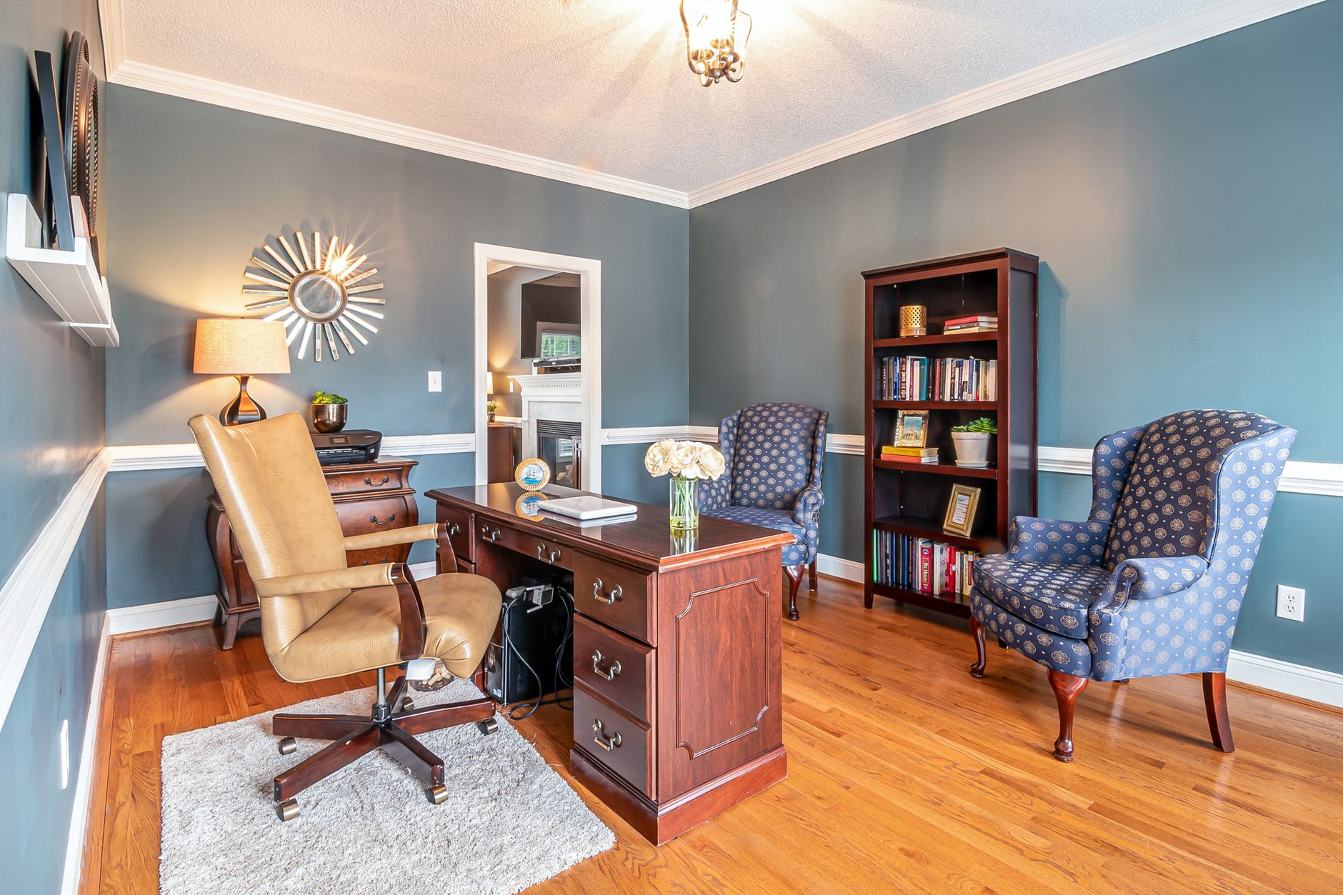 An office chair at a home desk