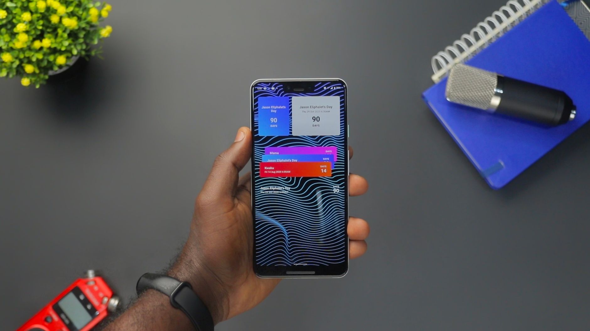 A hand holding a smartphone