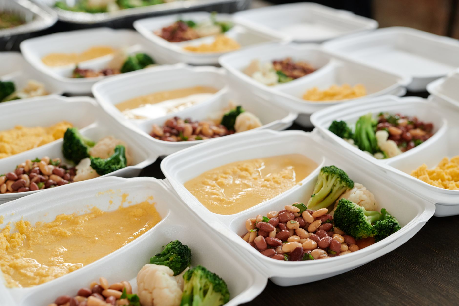 Meal prep containers of food