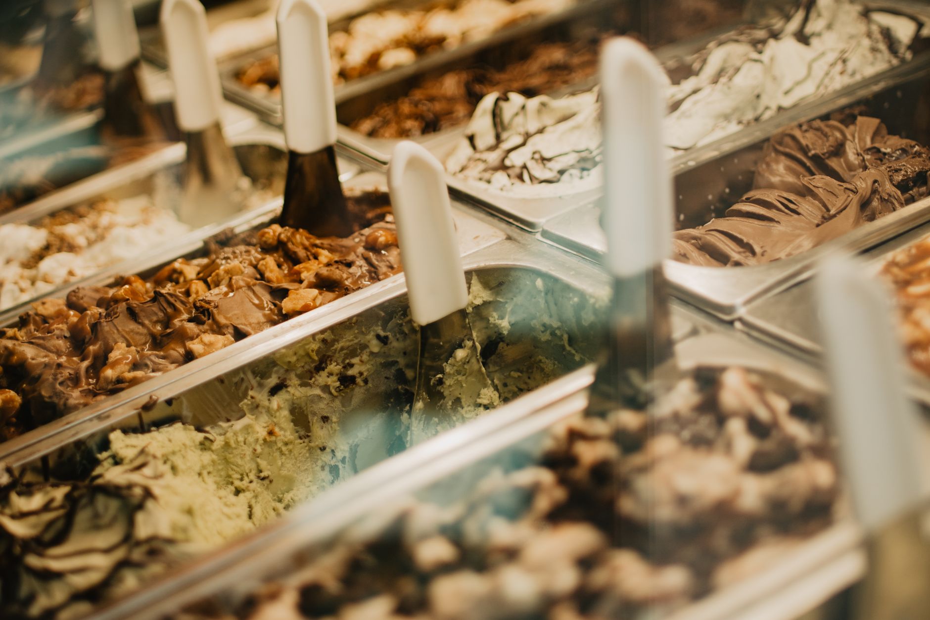 Gelato in a display freezer