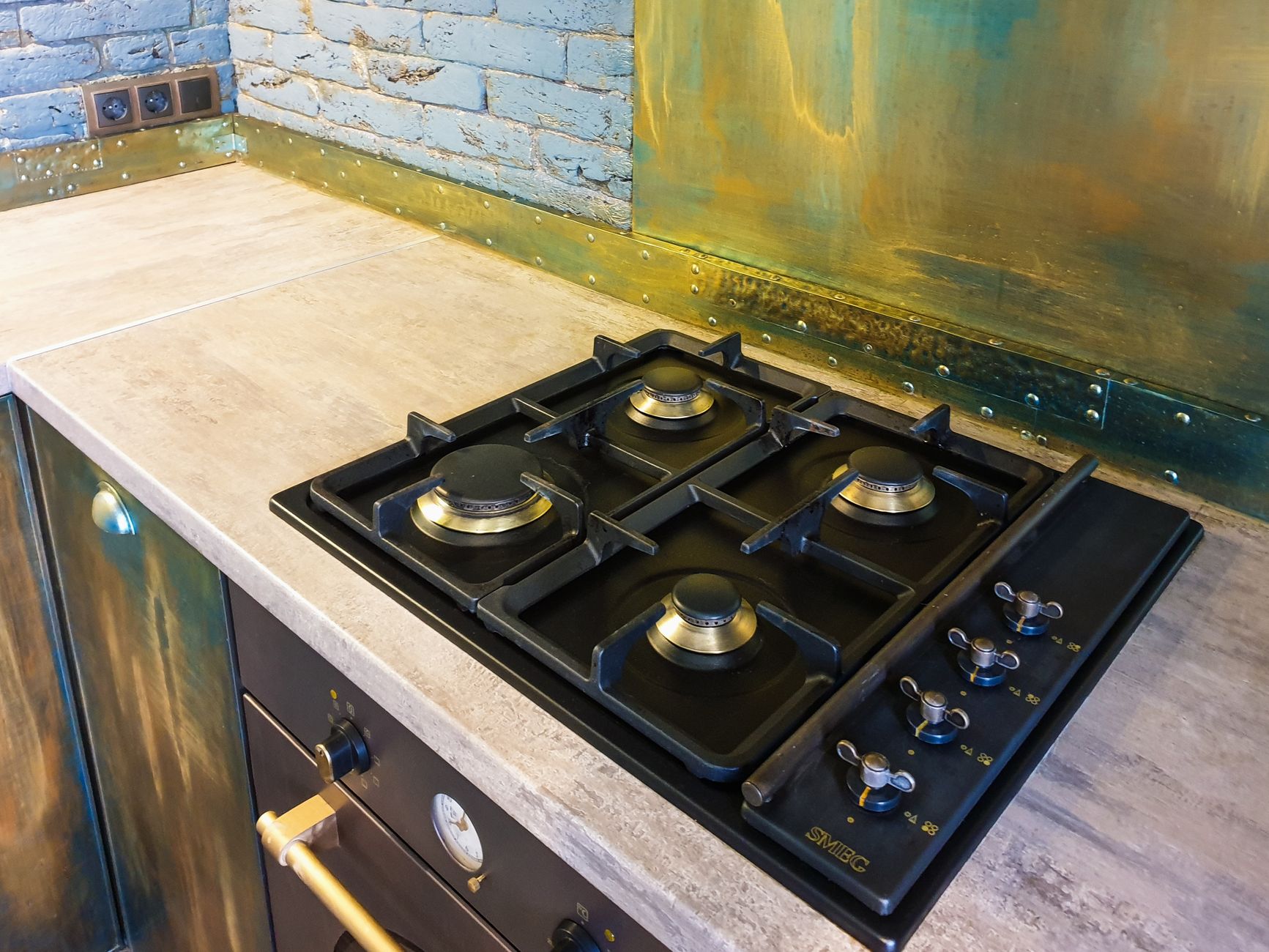 Gas cooktop in a kitchen