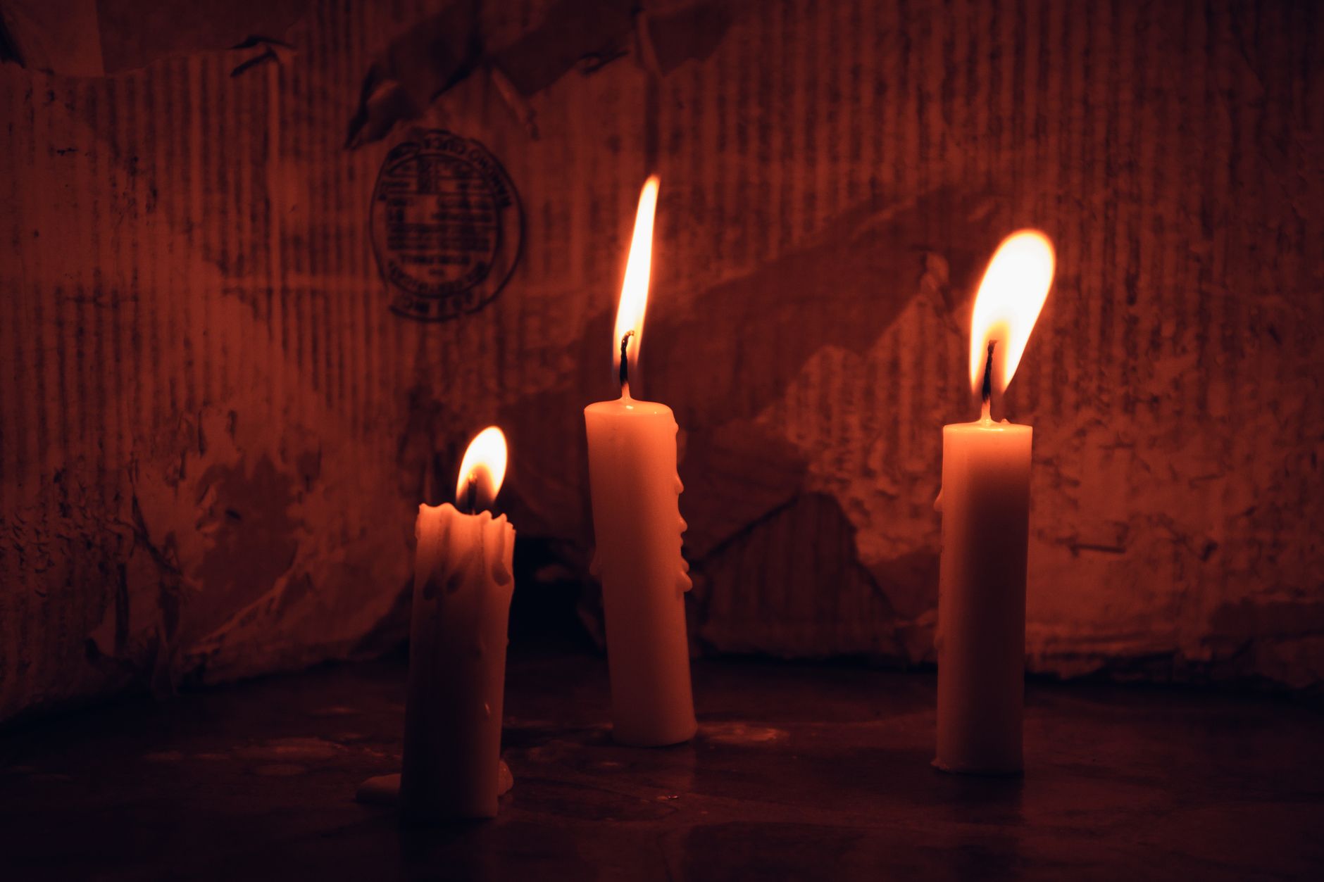 Candles lit during a power outage