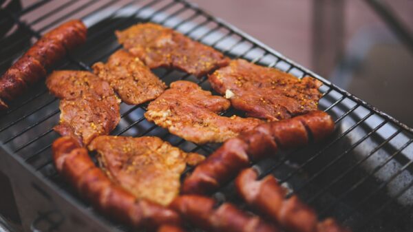 Best grill cart: meat and sausages on a grill