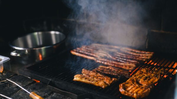 Best grill cleaner: meat cooking on a charcoal grill