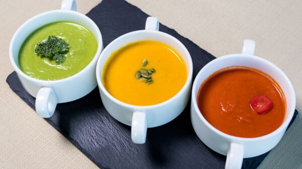 Best hand blender: three bowls of smooth pureed soup