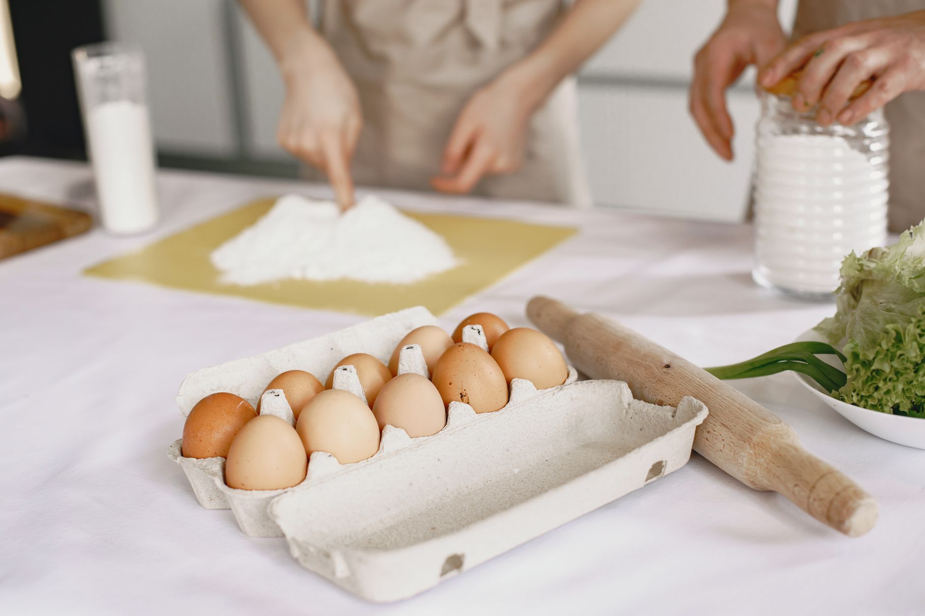 Baking ingredients on a kitchen counter
