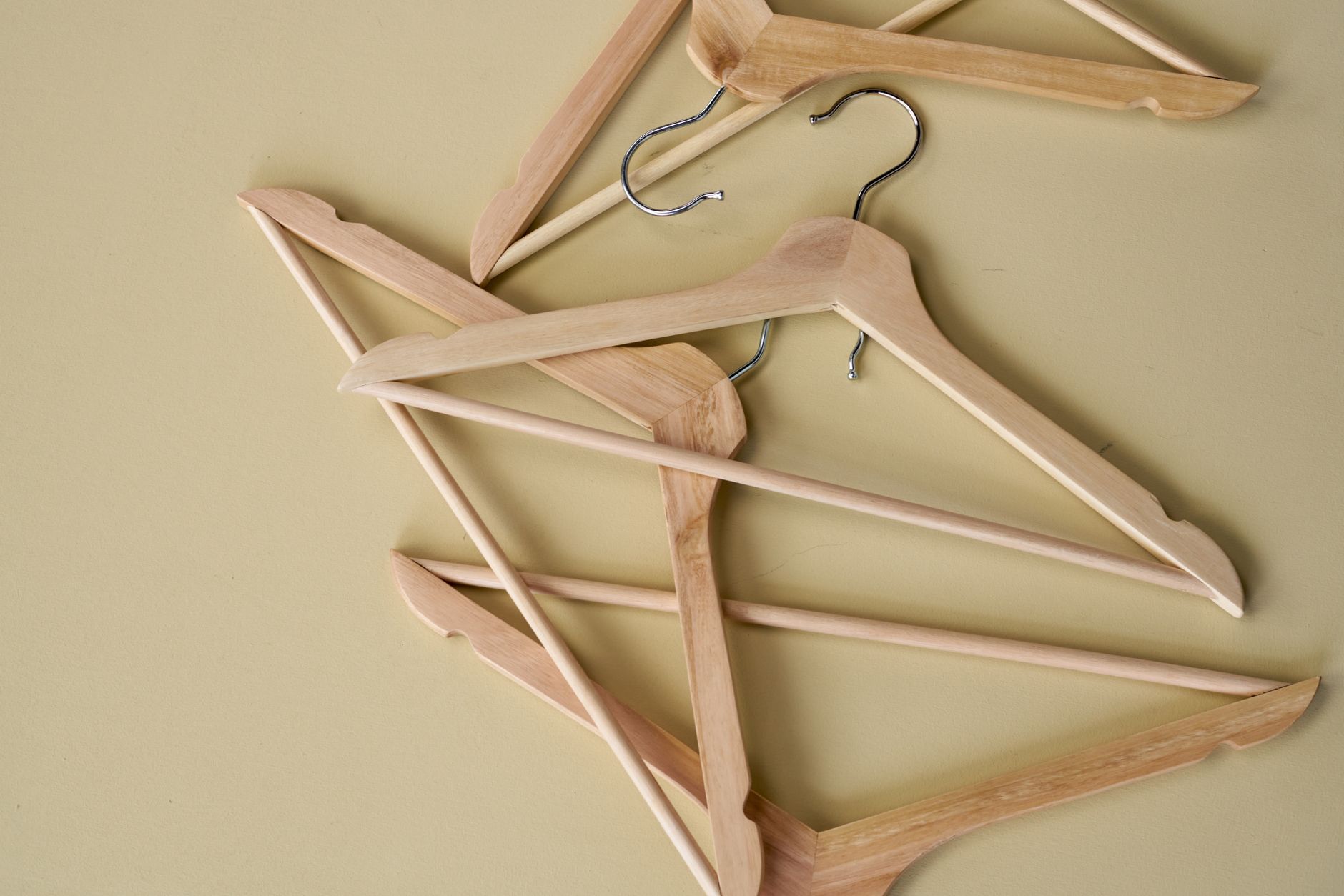 Clothes on wooden hangers