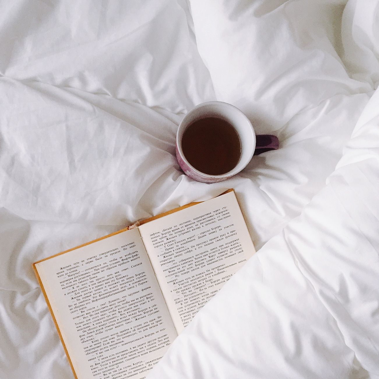 A person reading while sitting up in bed