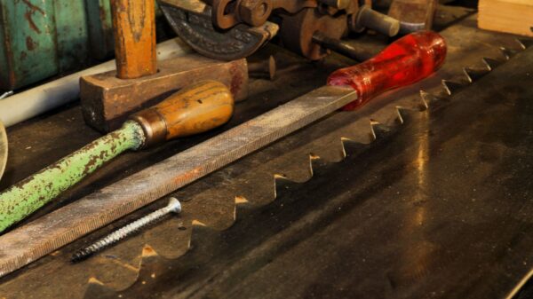 Best heat gun: old hand tools on a workshop bench
