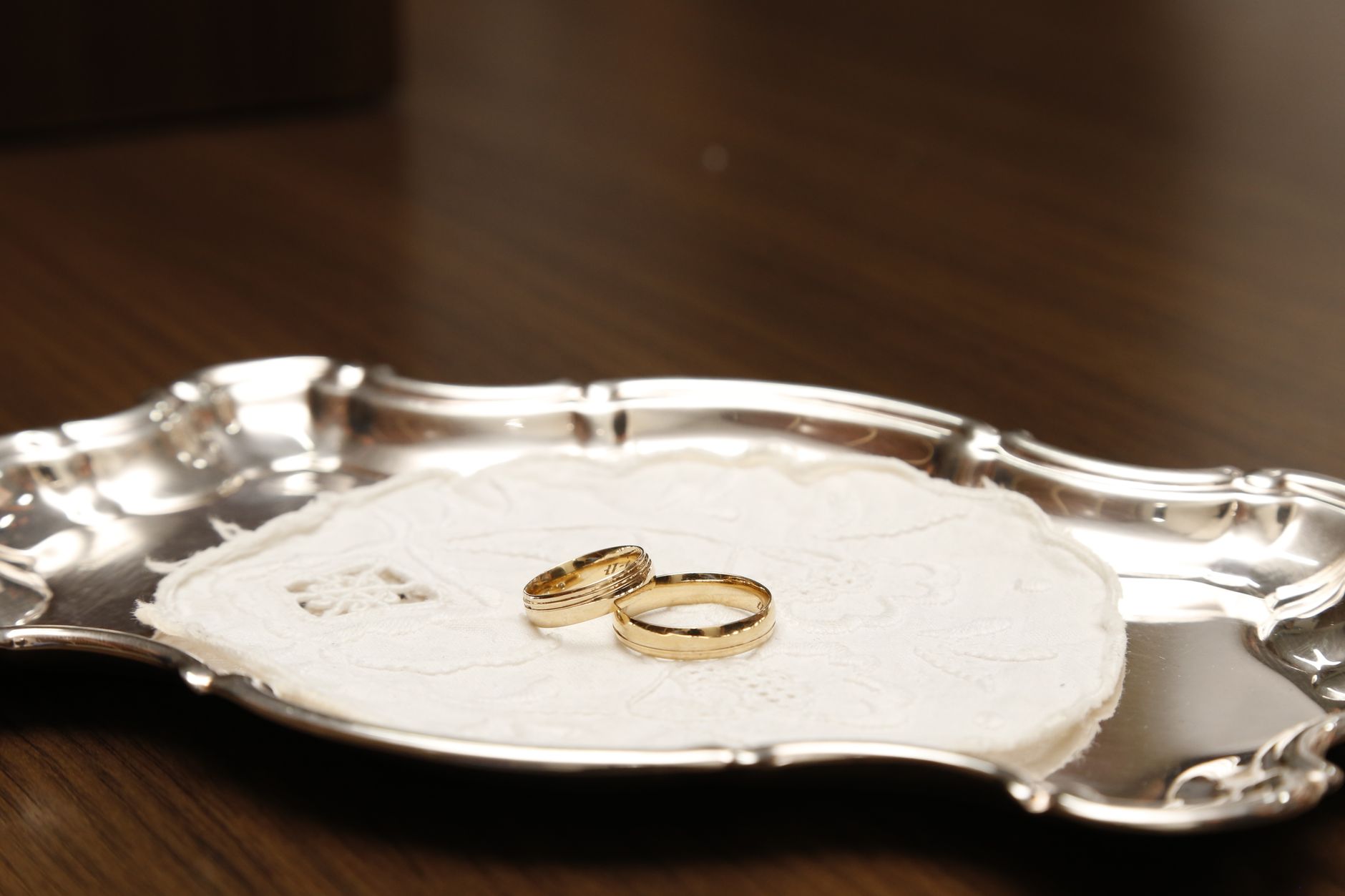 Rings resting in a small tray