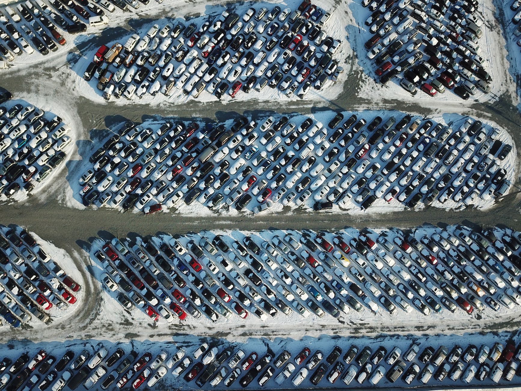 Cars parked in winter weather