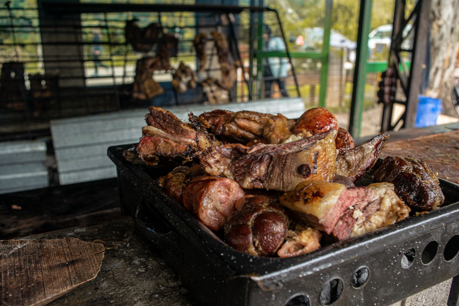 A tray of smoked meats