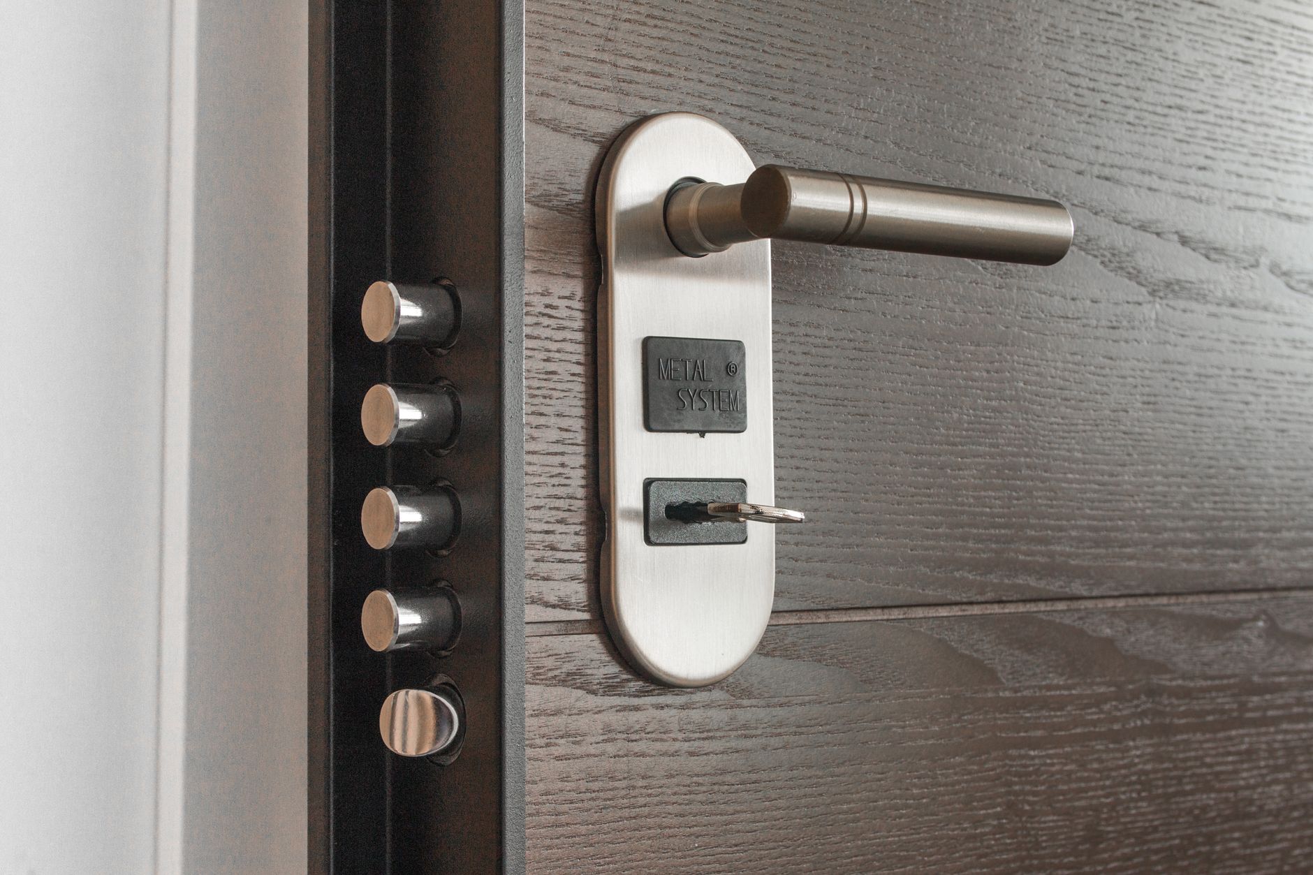 A multi-point lock and handle on a front door