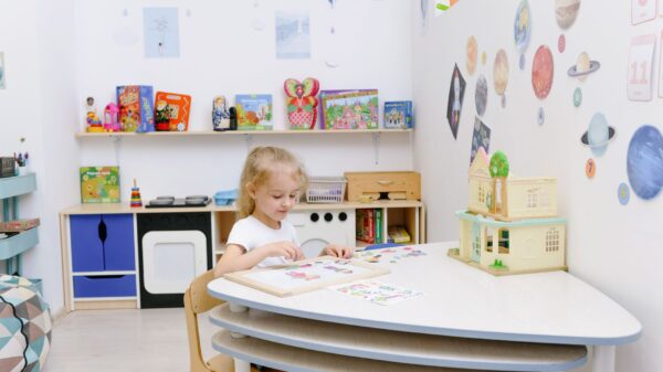 Best kids table and chairs: a small table and chairs in a playroom