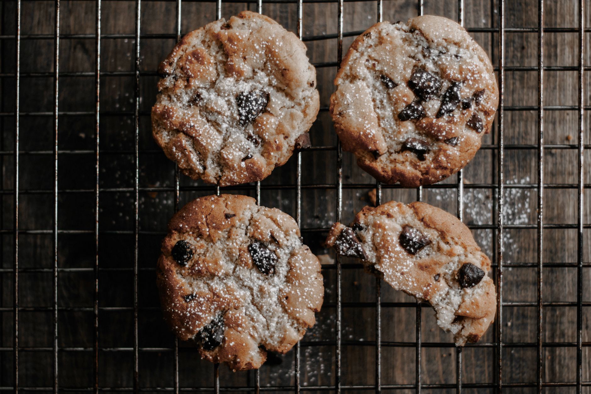 Cookies cooling on a wire rack
