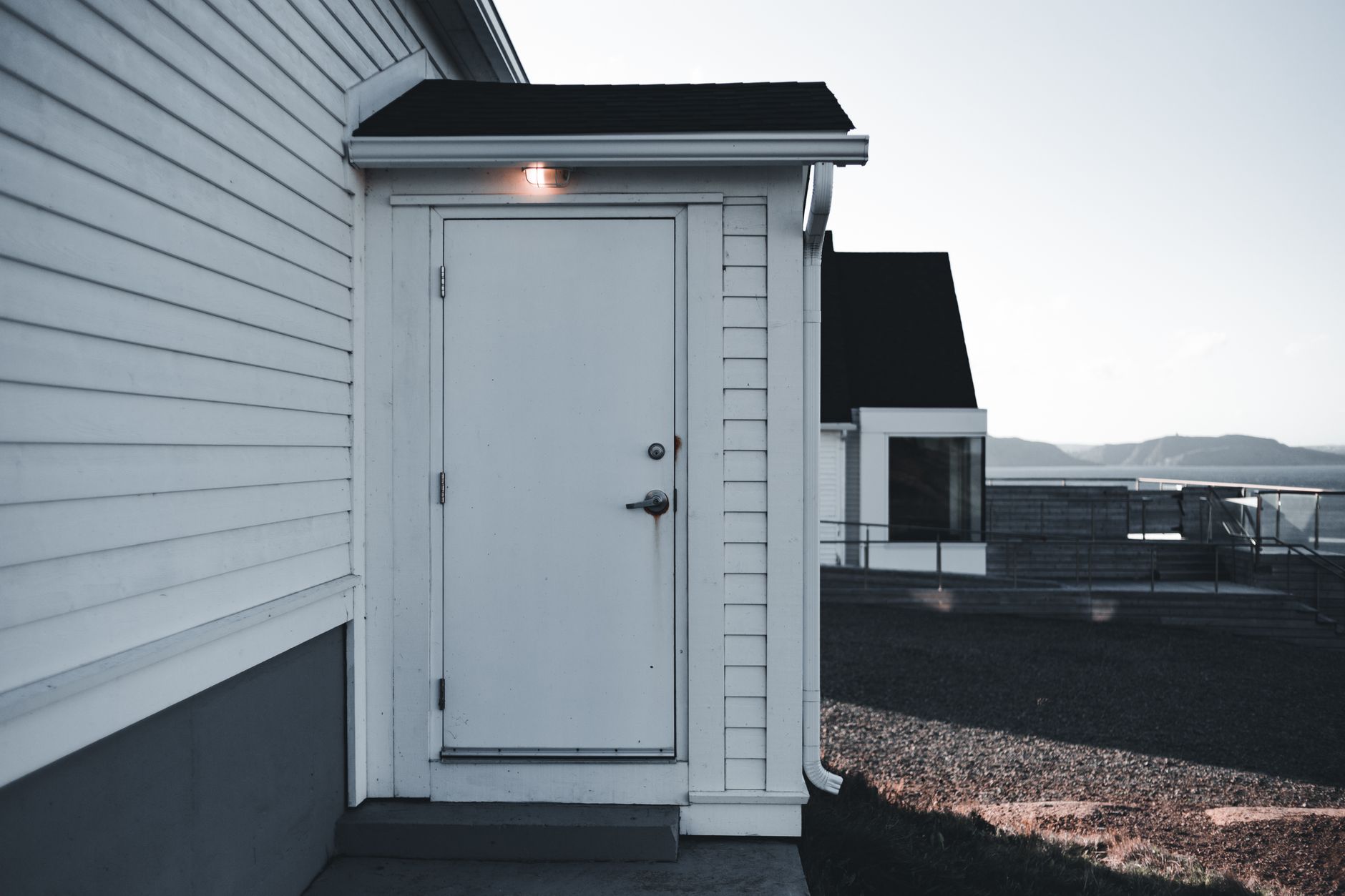 Siding and a side door on a house