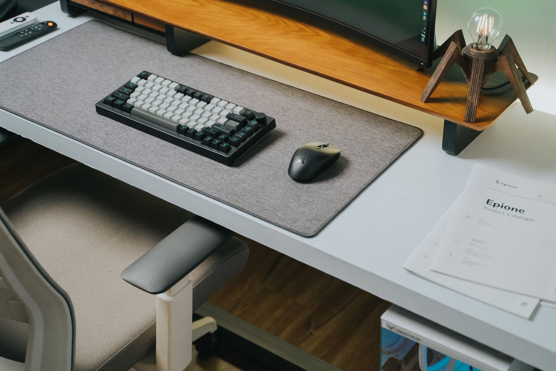 A home office desk set up for work