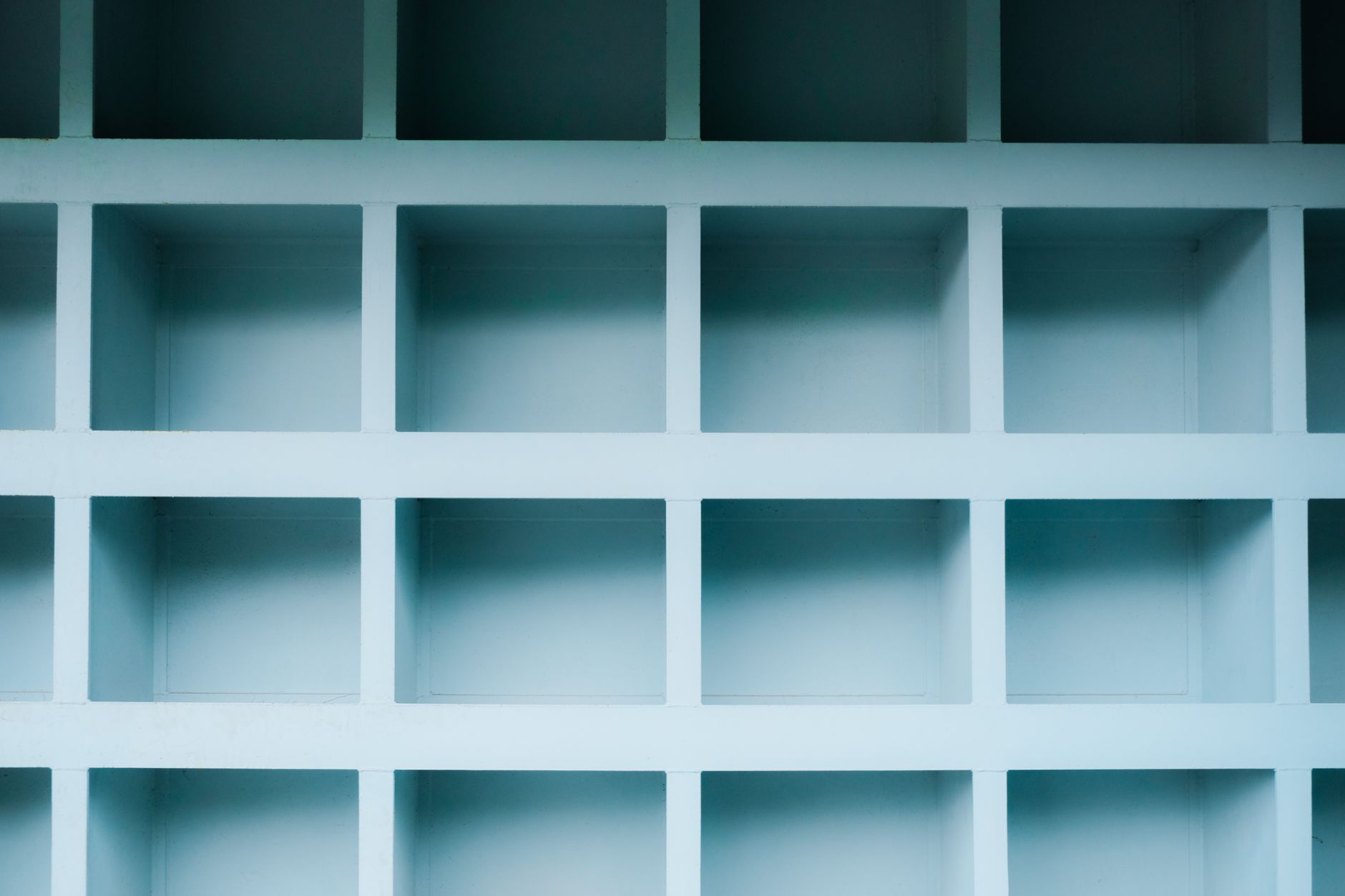 Floating shelves mounted on an interior wall