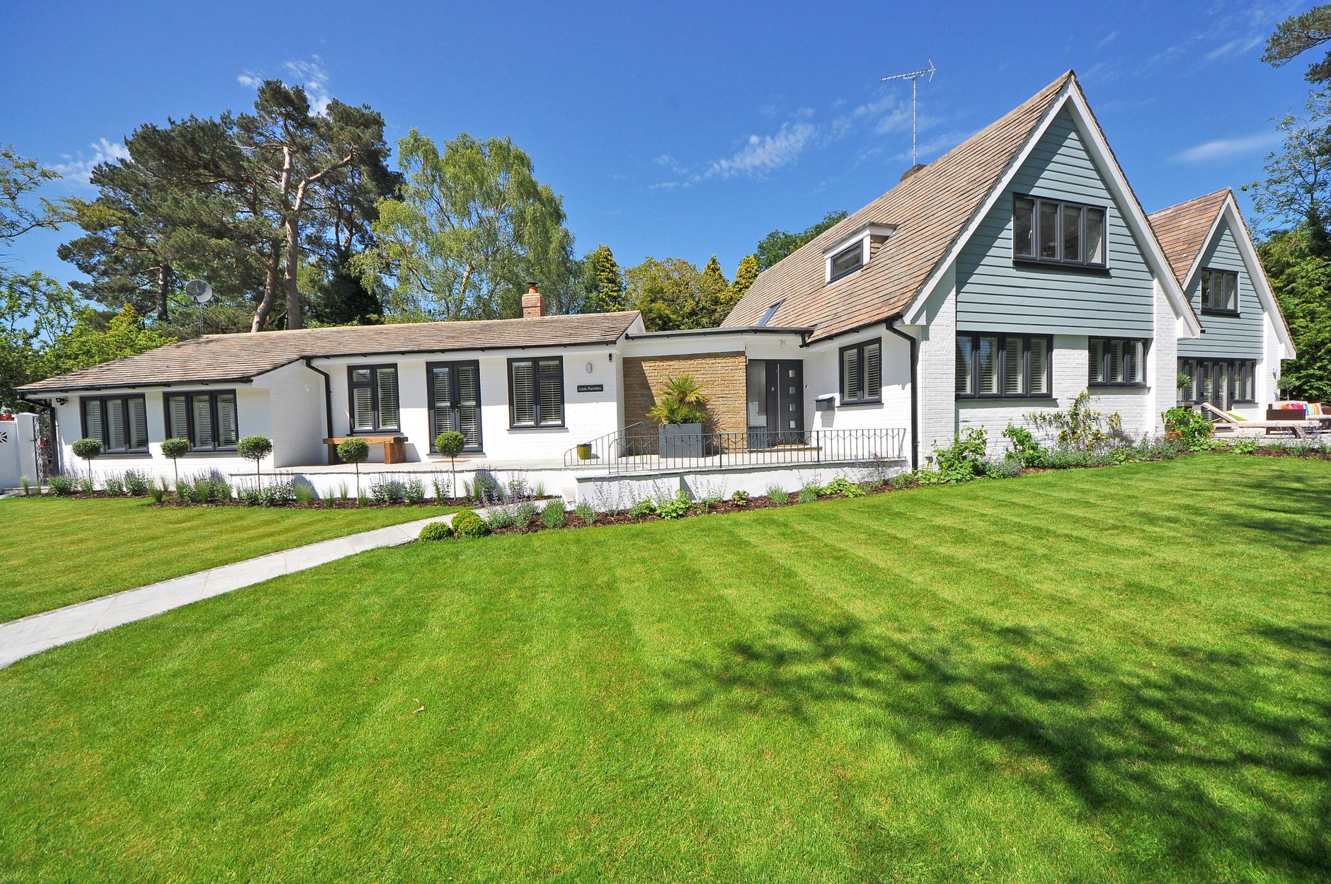 A front yard lawn outside a house
