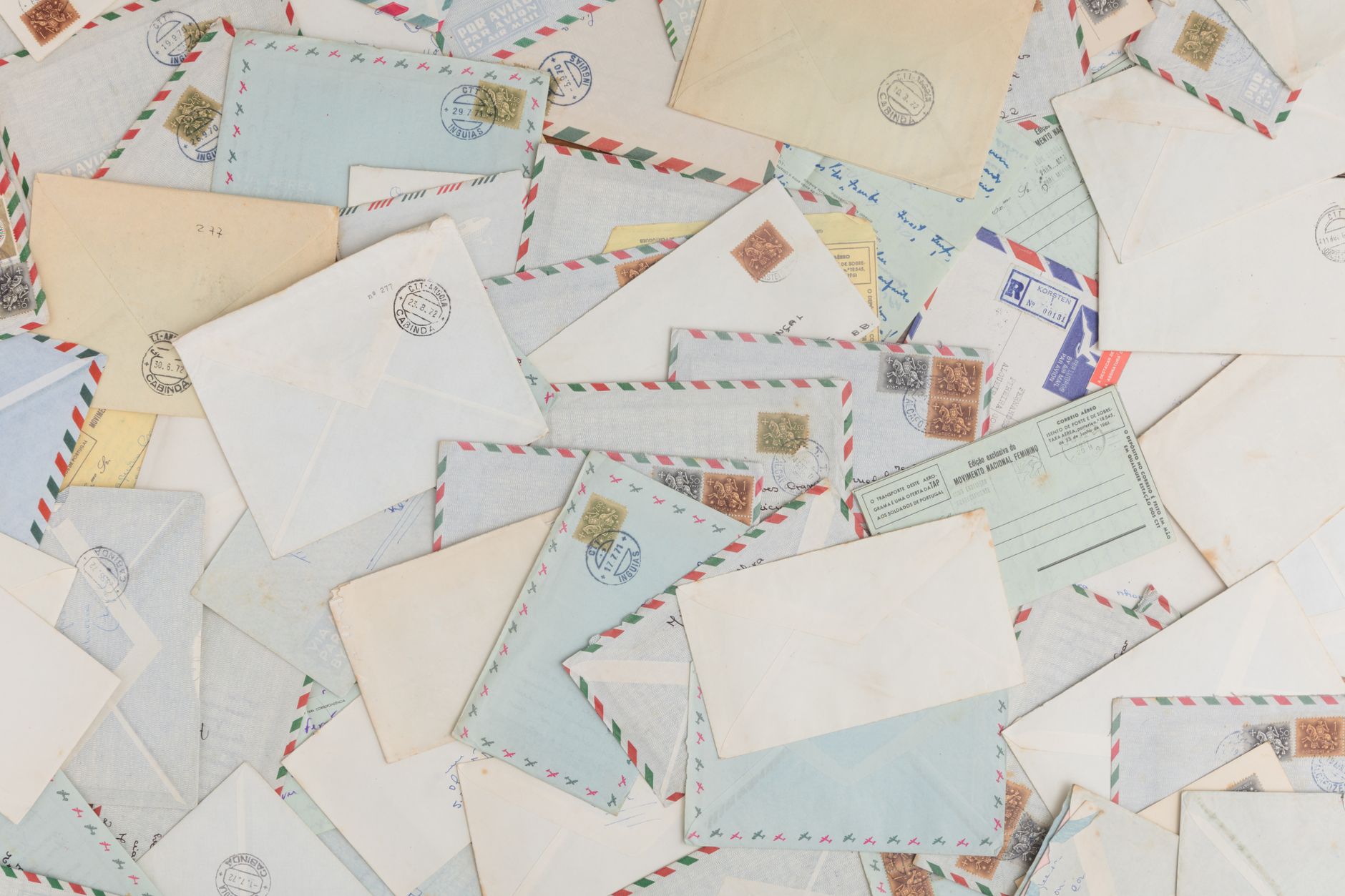 A pile of letters and envelopes