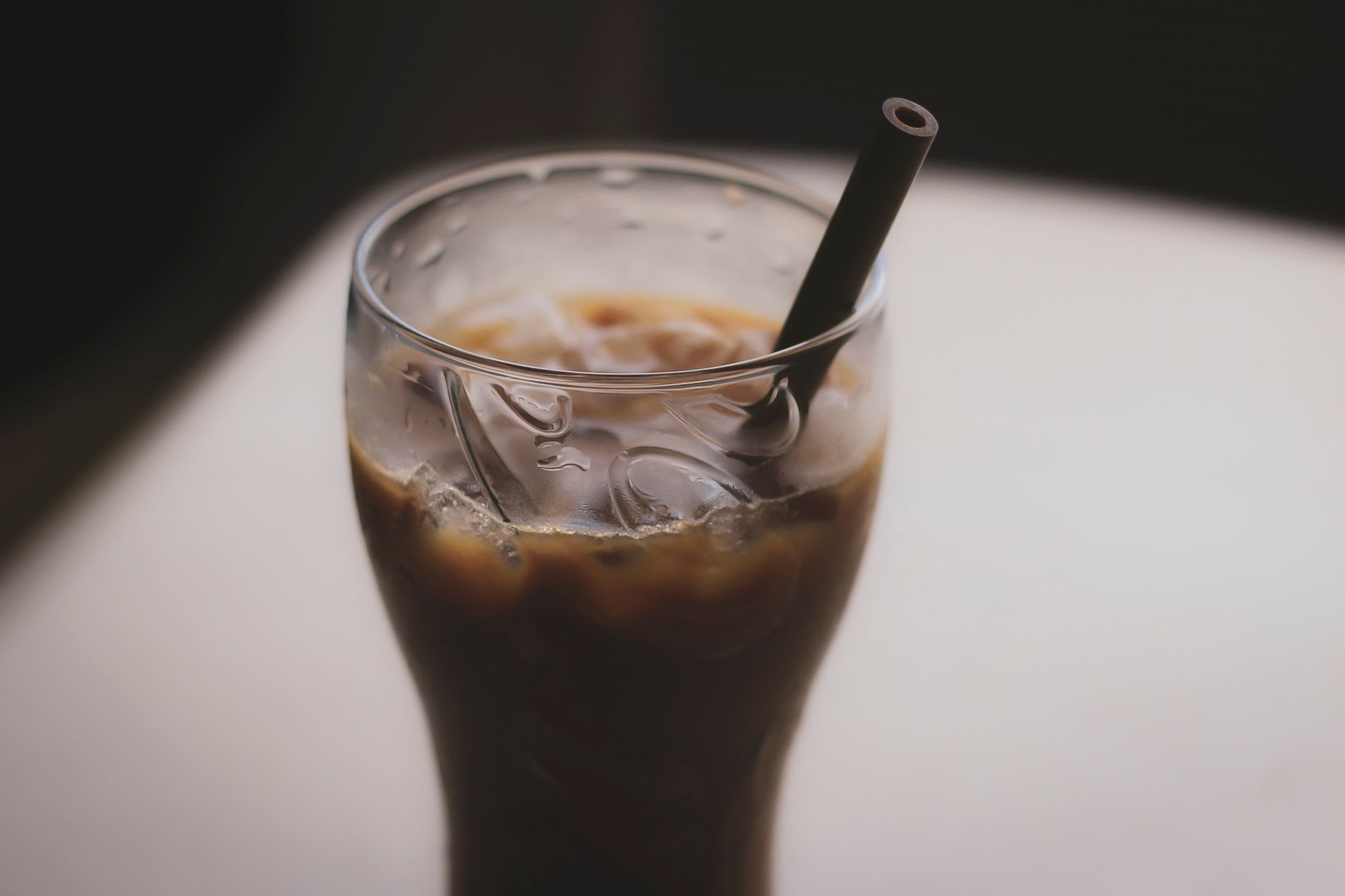 A glass of iced coffee