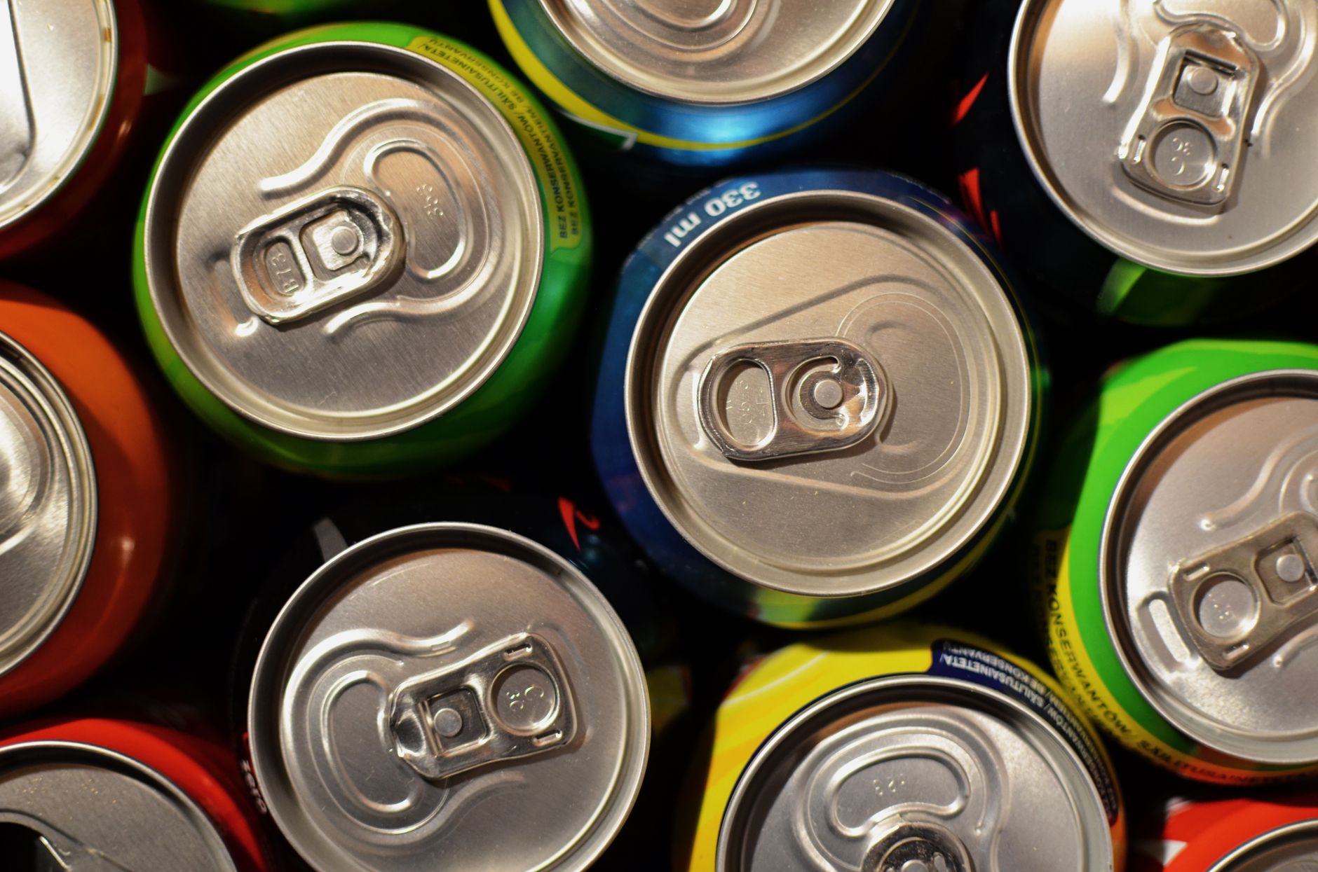 Chilled cans of soda