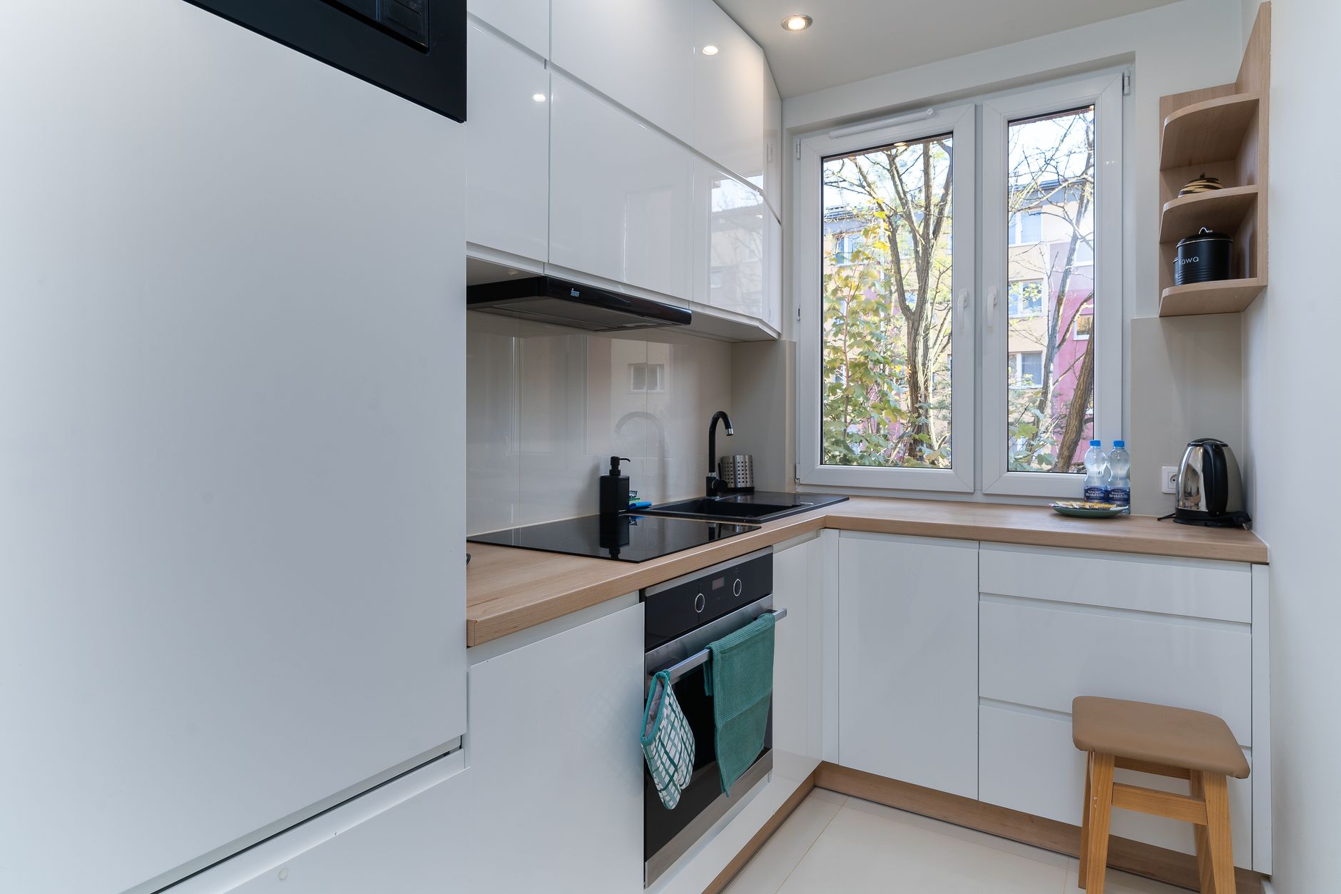 A compact apartment kitchen