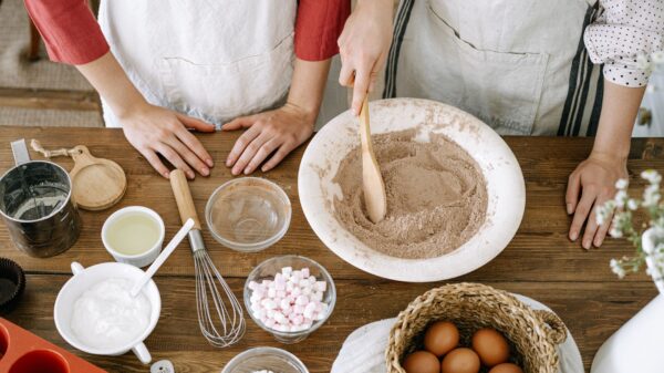 Best mixing bowls: baking ingredients in bowls on a wooden table