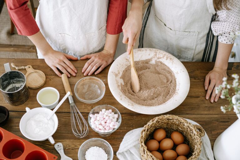 Best mixing bowls: baking ingredients in bowls on a wooden table