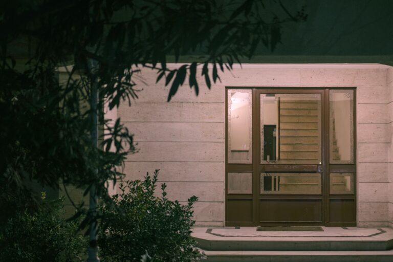 Best motion sensor light outdoor: a lit building entrance at night