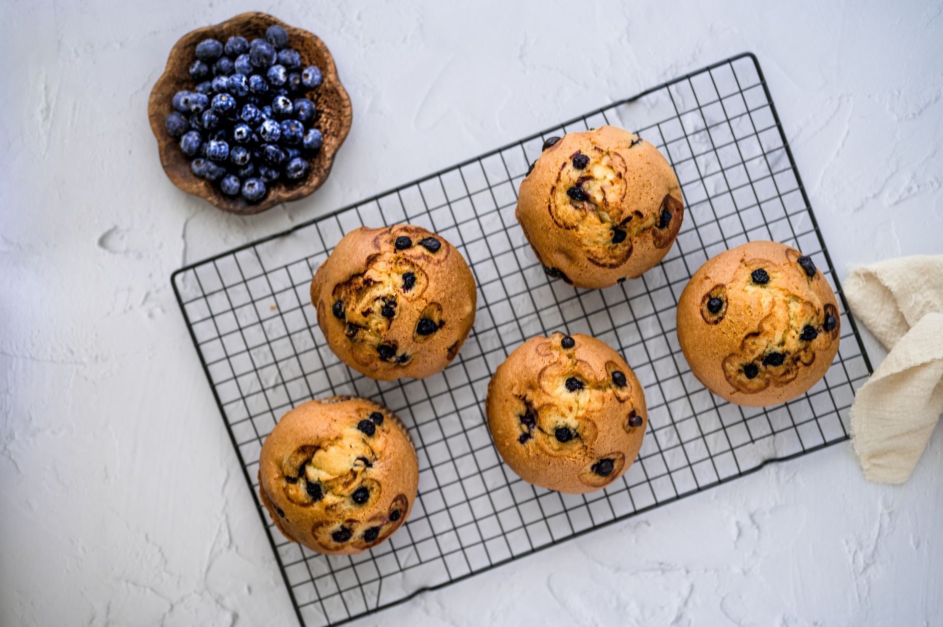 A batch of blueberry muffins