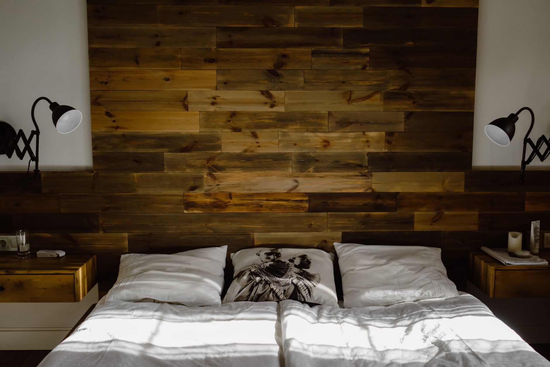 A softly lit bedroom at night