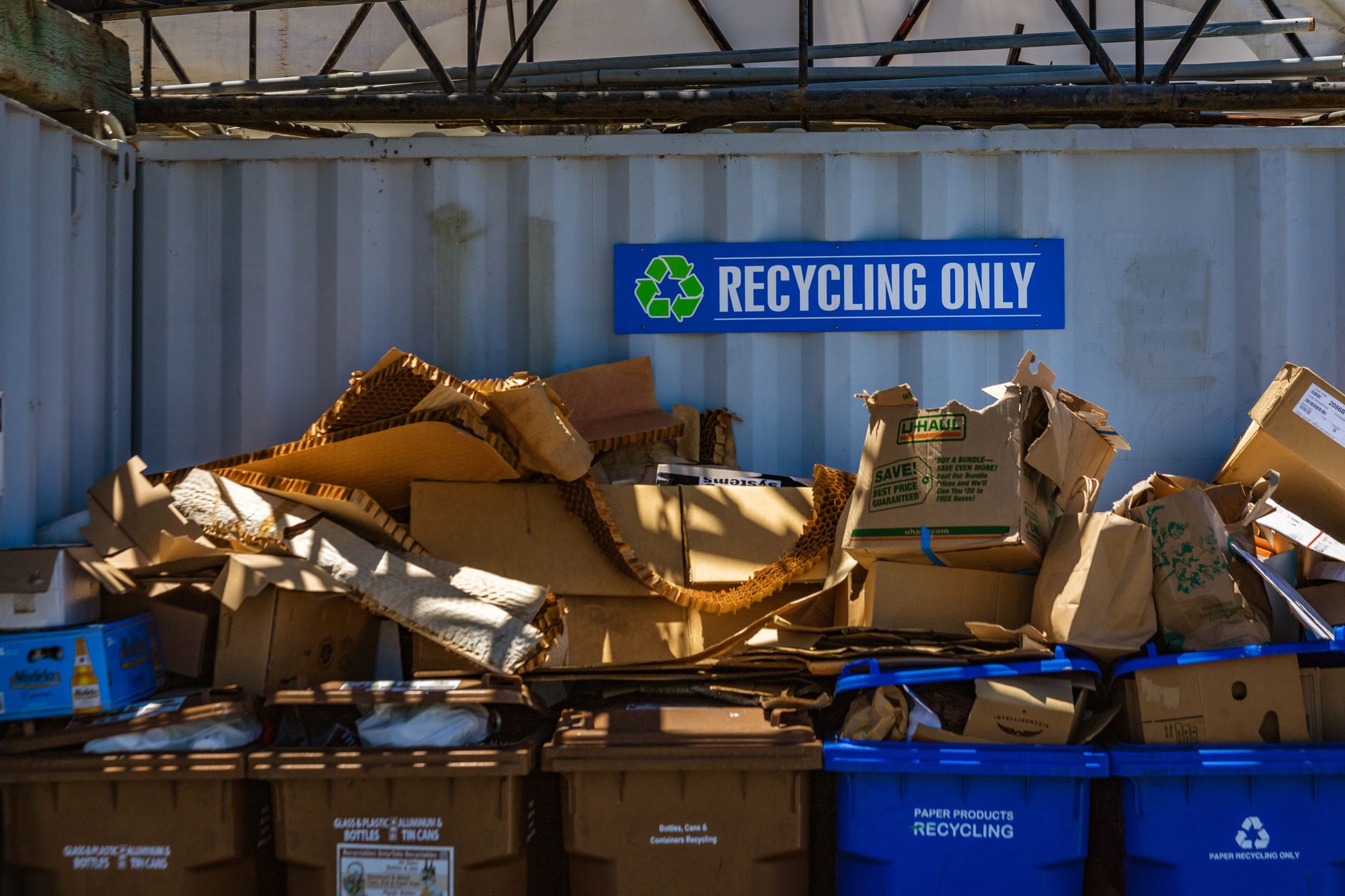 Bins at a recycling drop-off
