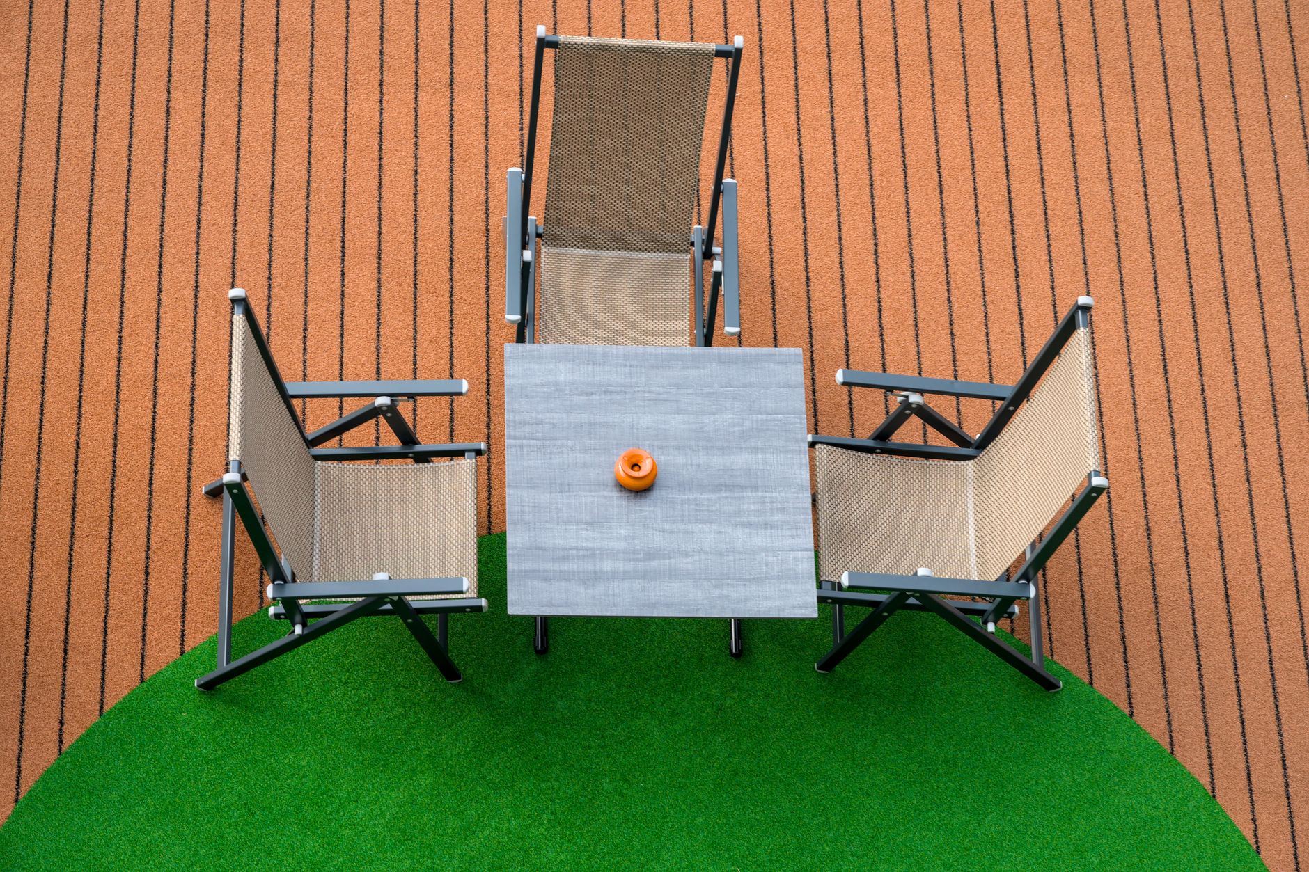 Garden furniture on a wooden deck