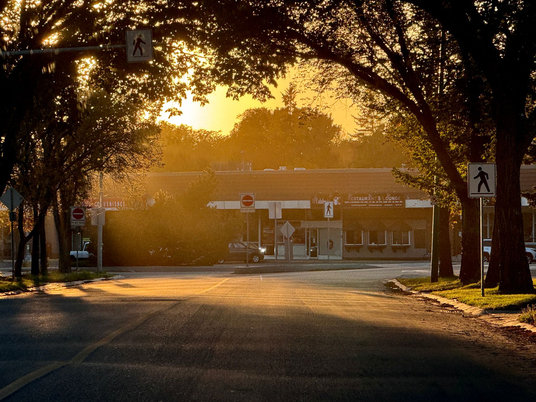 A street at sunset